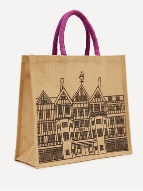 NWOT Liberty London Women’s Liberty Building Jute Tote Bag.